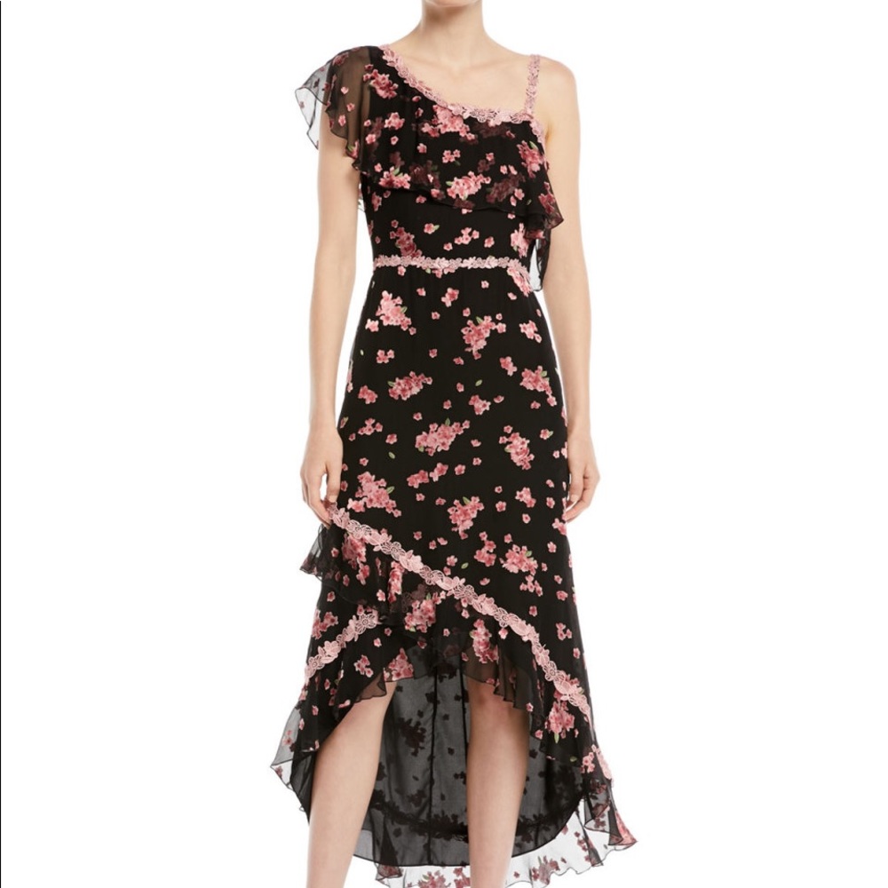 NWT Alice & Olivia Caydon Floral silk pink dress 0